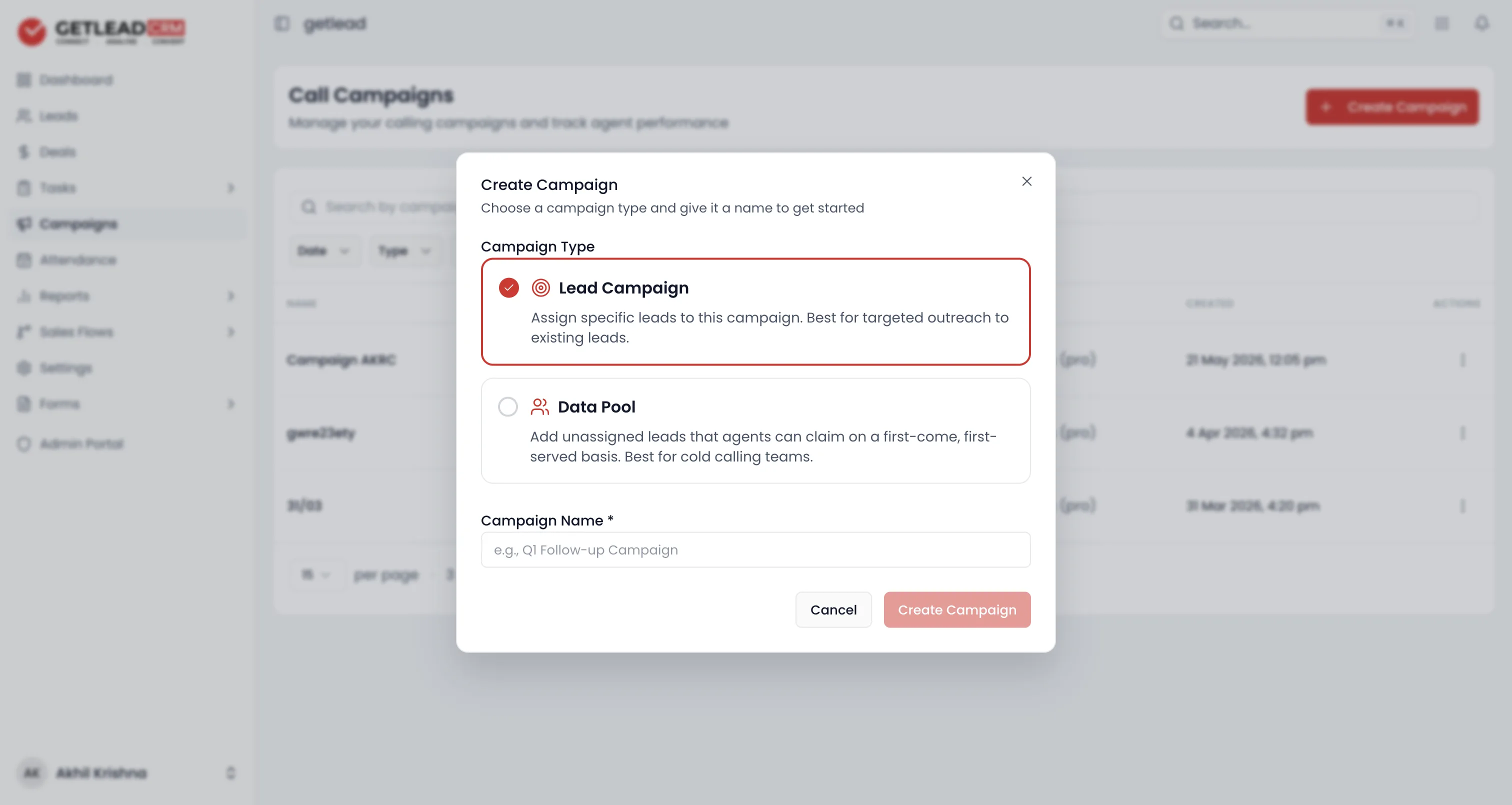 The Campaign form