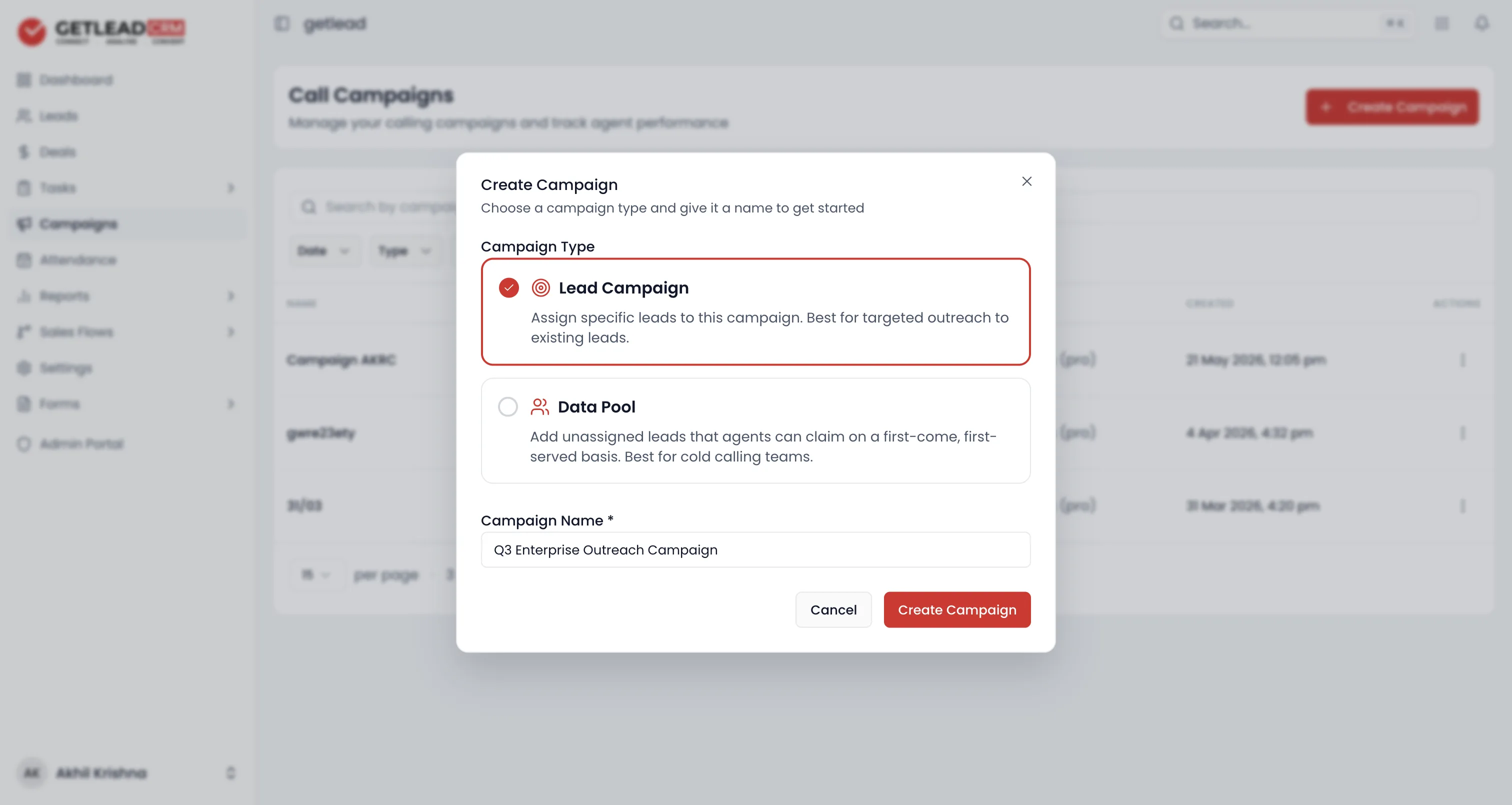 Fill in the campaign details