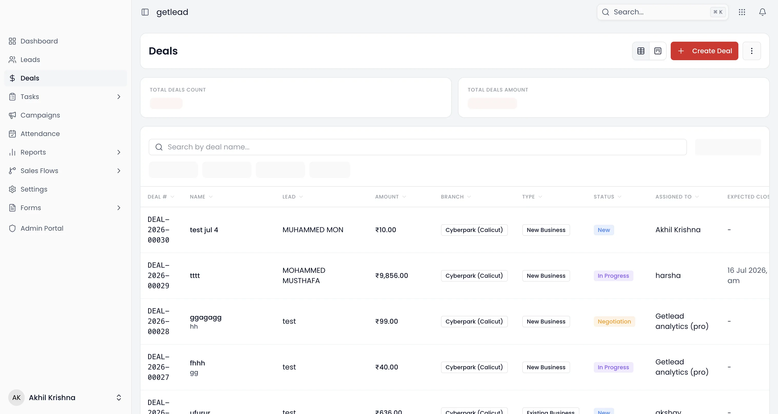 Open the Deals page