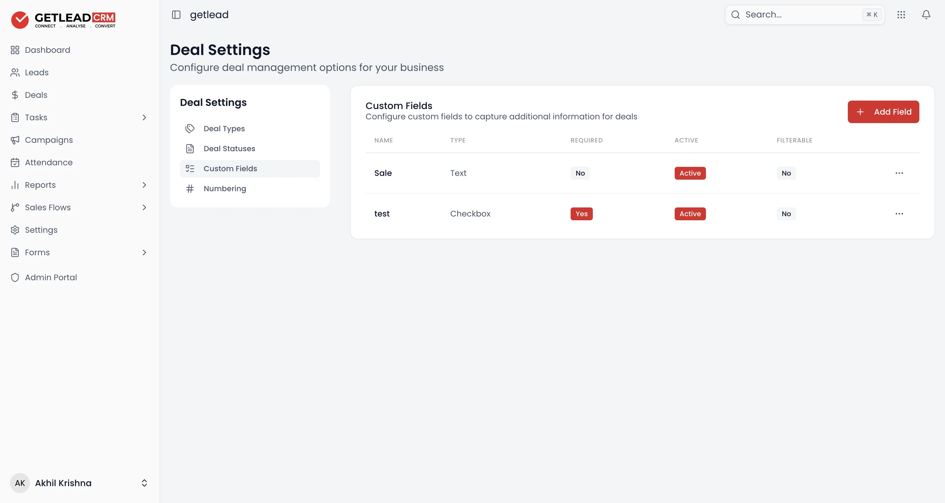 Deal Custom Fields