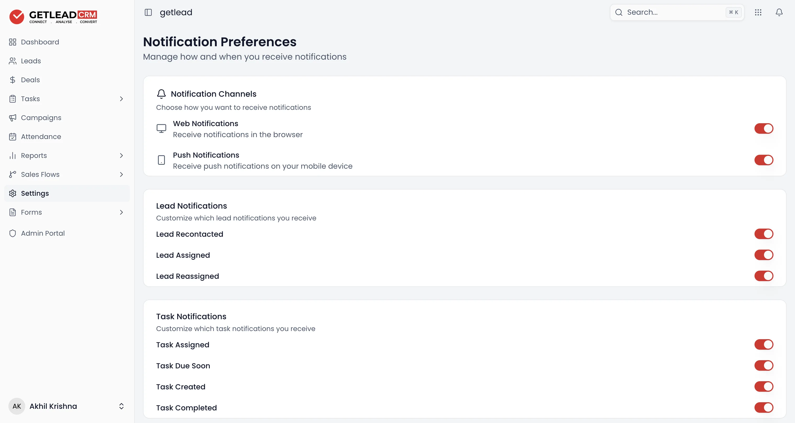Notification Preferences