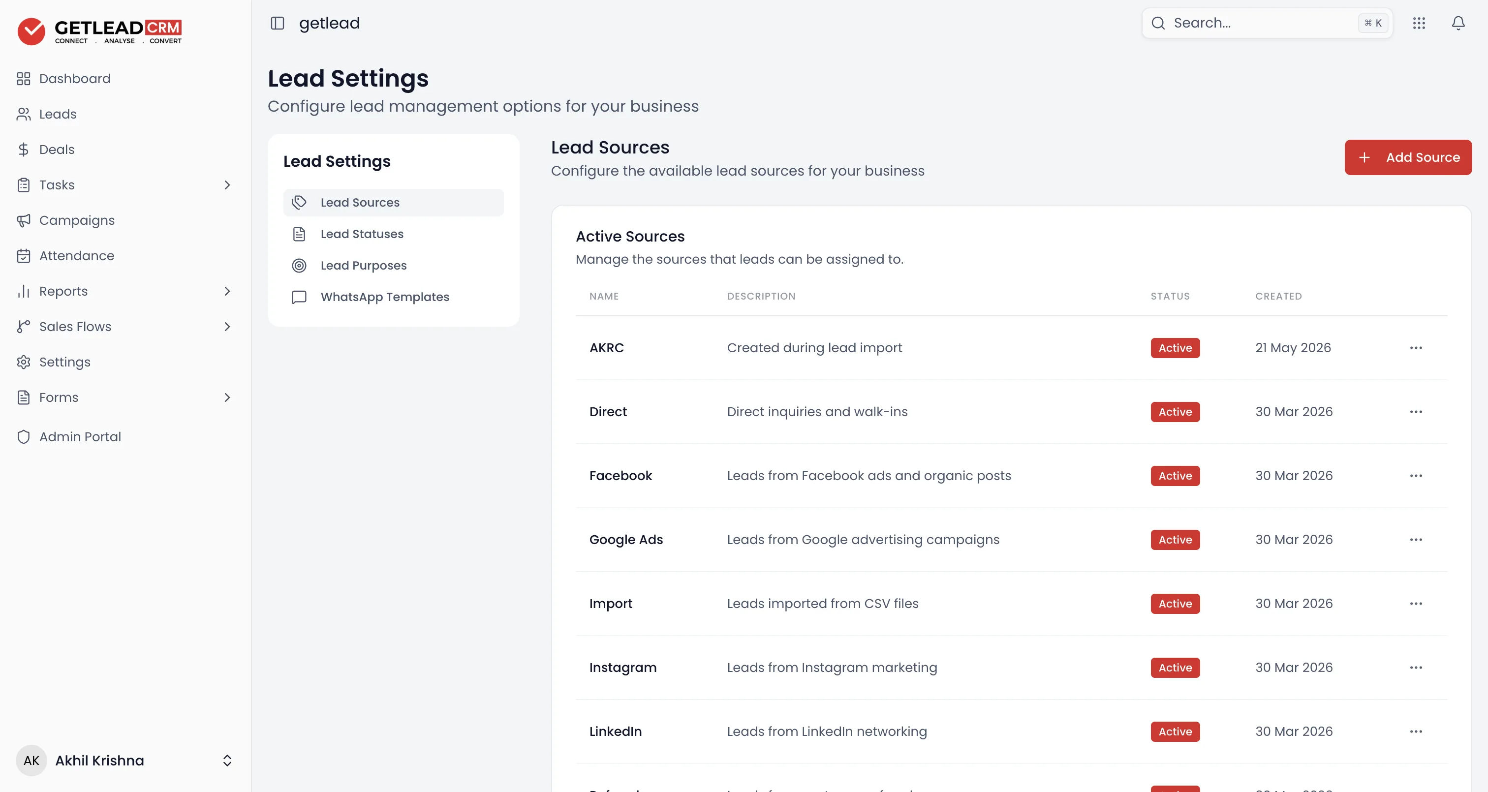 Lead Sources — the list