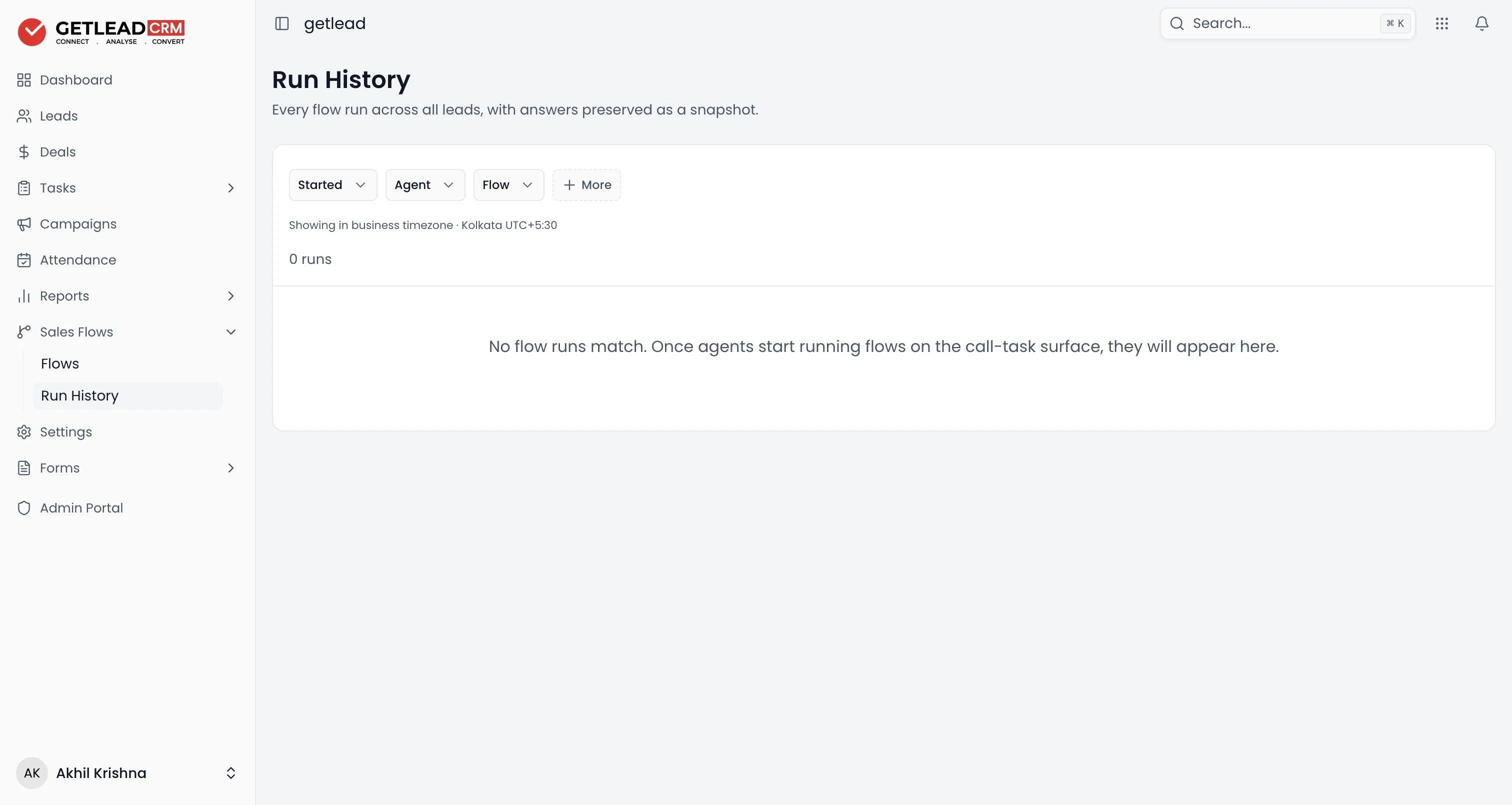 Run history